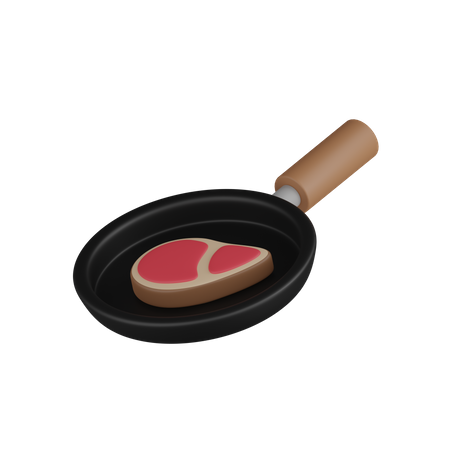 Frying Beef  3D Icon