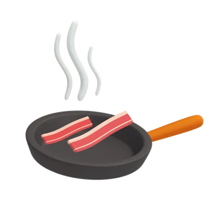Frying meat 3D Illustration