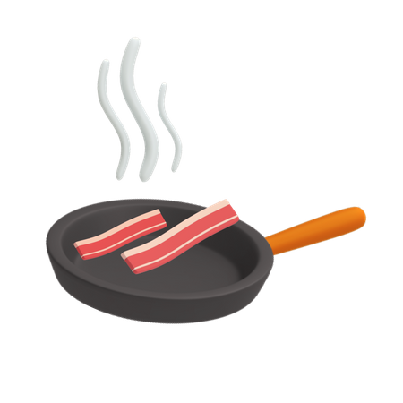 Frying meat  3D Illustration