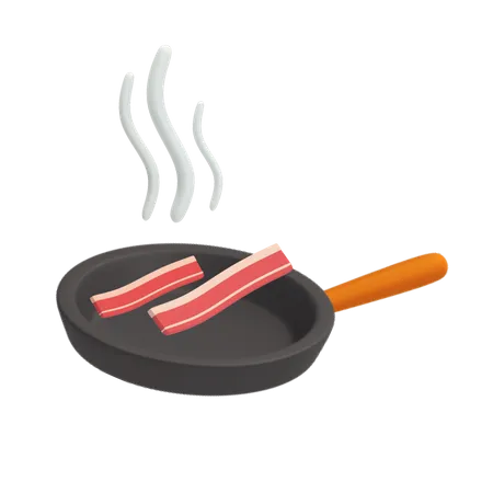 Frying meat  3D Illustration