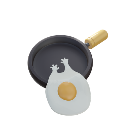 Frying Omelet 3D Illustration