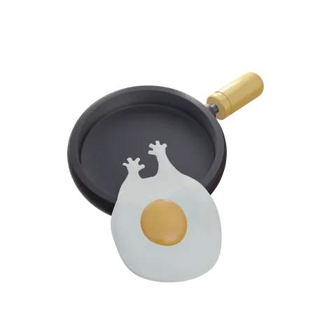 Frying Omelet  3D Illustration