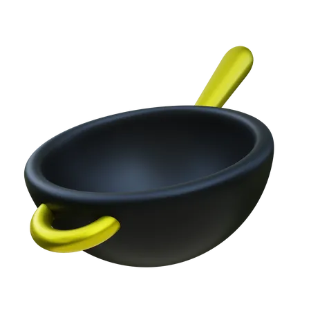 Luxury Frying Pan Or Wok 3 D Illustration 3D Icon