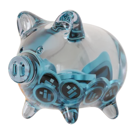 FTX Token (FTT) Clear Glass Piggy Bank 3D Icon