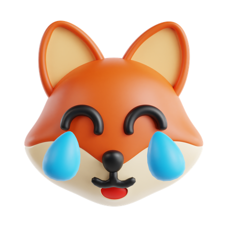 Fuchs mit Freudentränen-Emoji  3D Icon