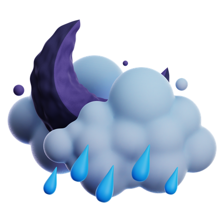 Fuertes lluvias por la noche  3D Icon