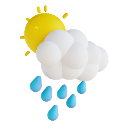 Fuertes lluvias y sol  3D Illustration