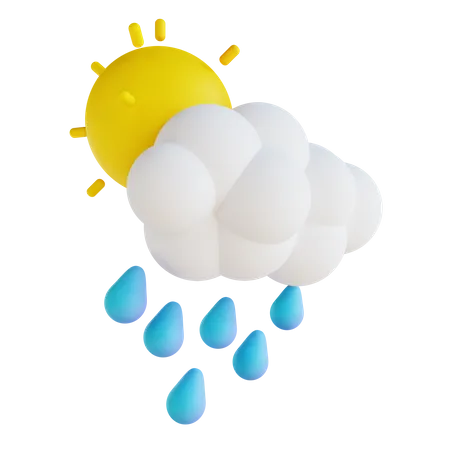 Fuertes lluvias y sol  3D Illustration