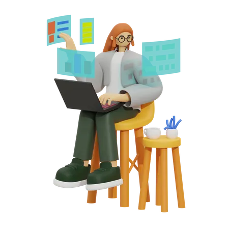 Fuerza laboral remota, empoderando al empleado confinado en el sofá  3D Illustration