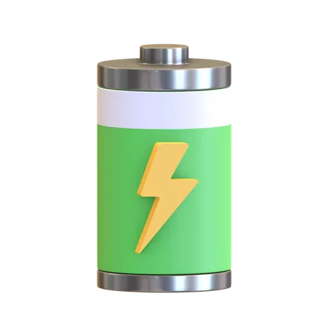 Battery Full Power Icon With Power Symbol 3D Illustration