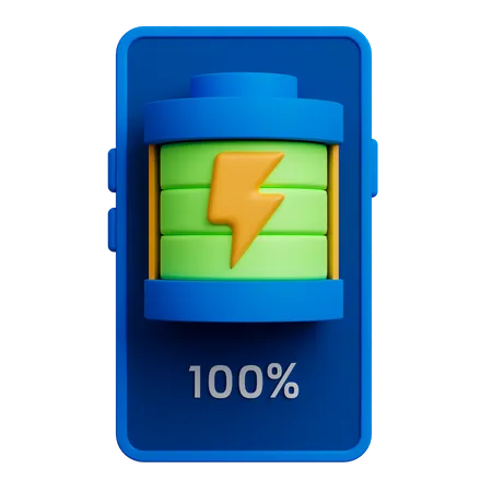 Full Charged Battery Screen On Smartphone 3D Icon