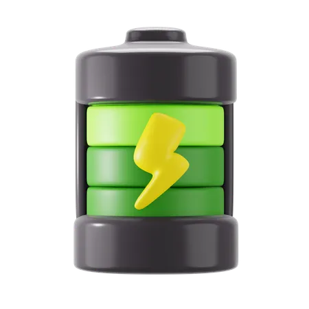 Full Charge Electric Battery Power Supply With Thunder Bolt Energy Logo Symbol 3 D Icon Illustration Render Design 3D Icon