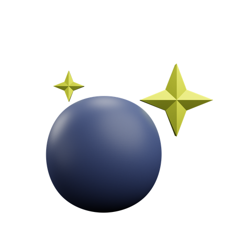 Full moon and stars  3D Icon