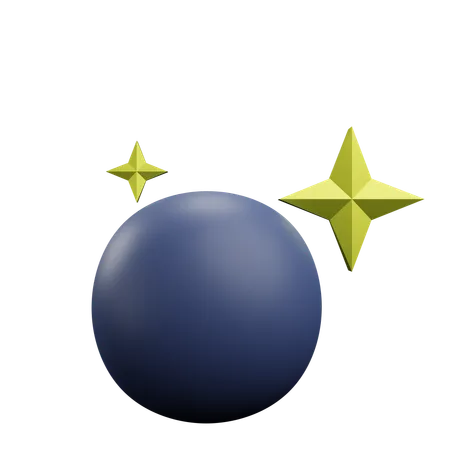 Full moon and stars  3D Icon