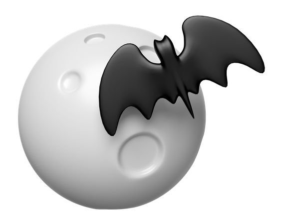 Full Moon With Bat  3D Icon