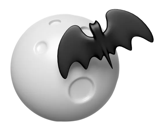 3 D Happy Halloween Party With Full Moon Bat Isolated 3D Icon