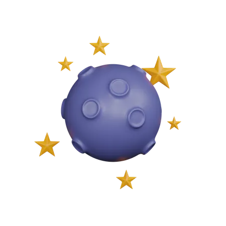 Full Moon with stars  3D Icon