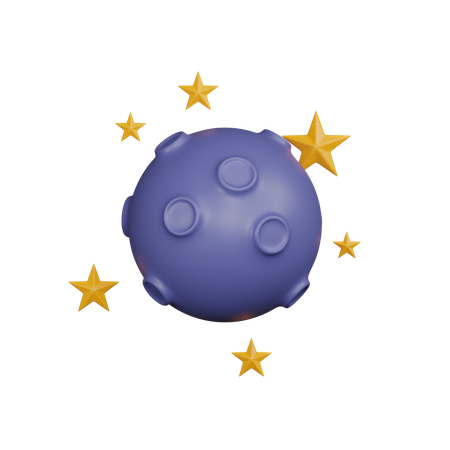 Full Moon with stars  3D Icon