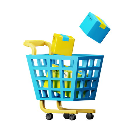 Full Shopping Cart  3D Illustration