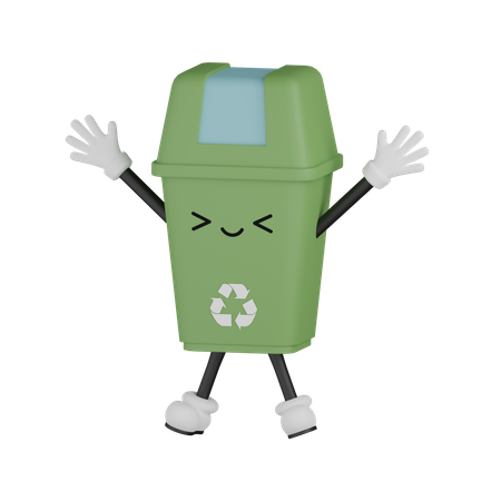 Fully Happy Trash Bin 3D Illustration