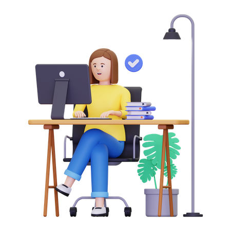 Funcionária está terminando seu trabalho  3D Icon