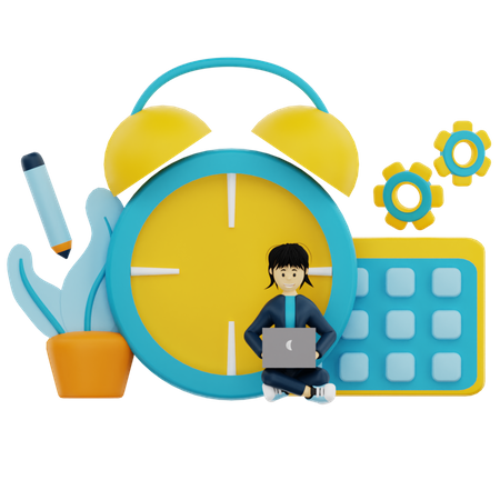 Funcionária trabalhando em tarefa de negócios  3D Icon