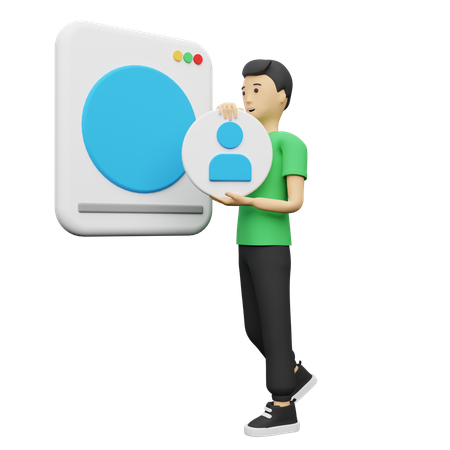 Funcionário cria novo perfil de usuário em conta de mídia social  3D Icon