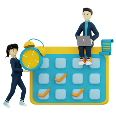 Funcionários de negócios completando a tarefa no prazo  3D Icon