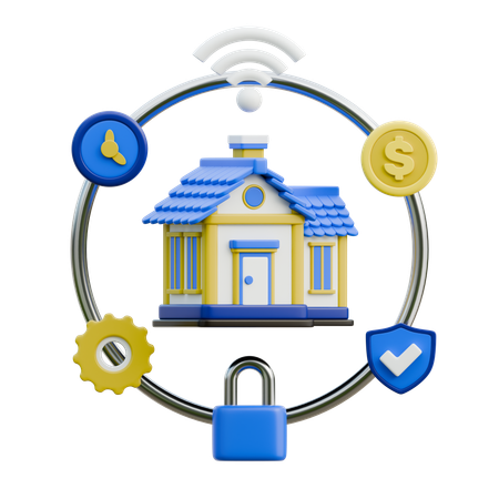 Funciones de seguridad y automatización del hogar inteligente  3D Icon