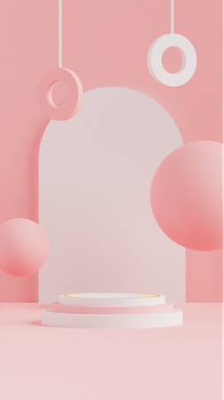 Fundo rosa pastel do pódio  3D Icon