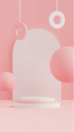 Fundo rosa pastel do pódio  3D Icon