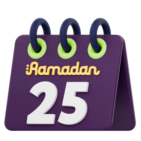 Fünfundzwanzigster Tag des Ramadan-Kalenders Ramadan-Feier  3D Icon