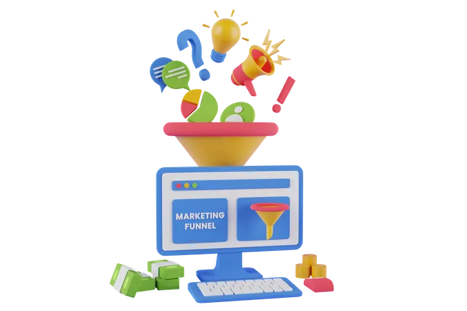 Funil de marketing  3D Illustration