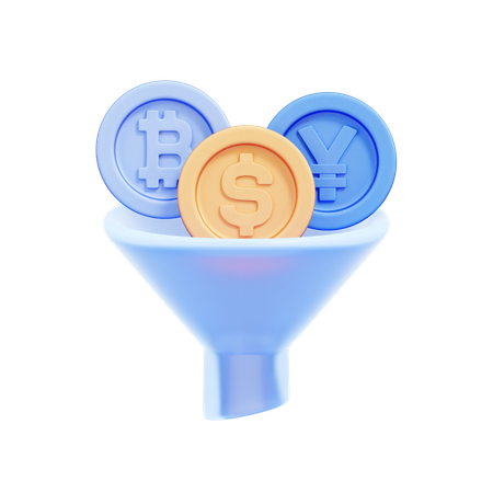Funnel with Coins  3D Icon