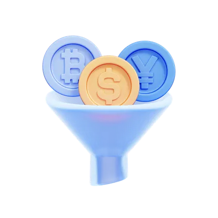 Funnel with Coins  3D Icon