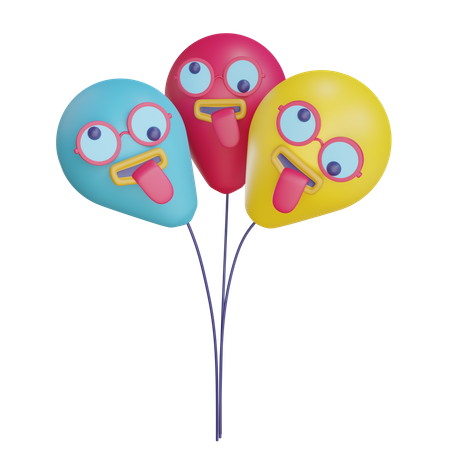 Funny Face Balloon  3D Illustration