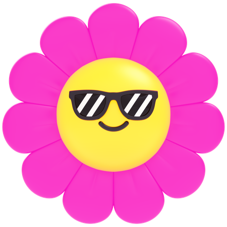 Funny Flower with Glasses  3D Icon