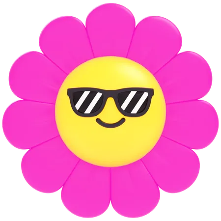 Funny Flower with Glasses  3D Icon