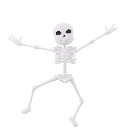 Funny skeletons dancing 3D Illustration