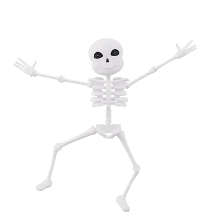Funny skeletons dancing 3D Illustration