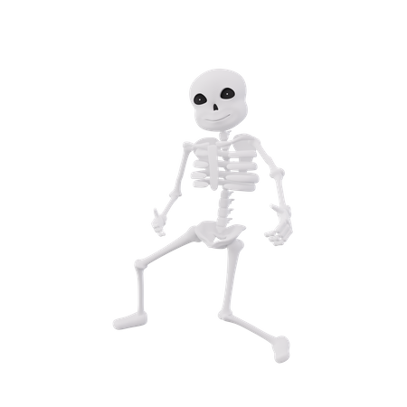 Funny skeletons giving dancing pose 3D Illustration