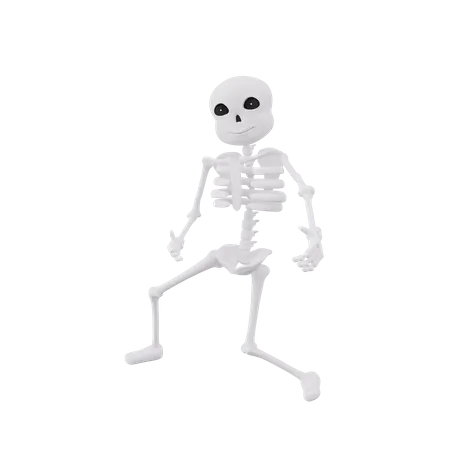 Funny skeletons giving dancing pose 3D Illustration
