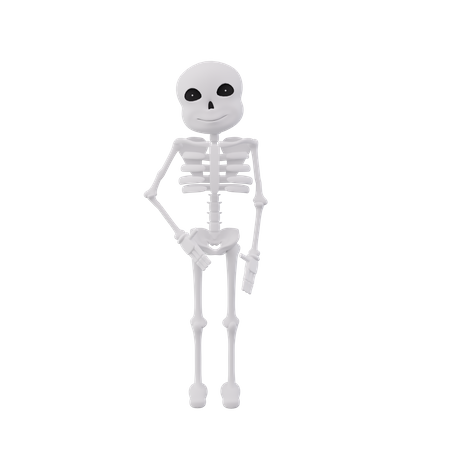 Funny skeletons giving standing pose  3D Illustration