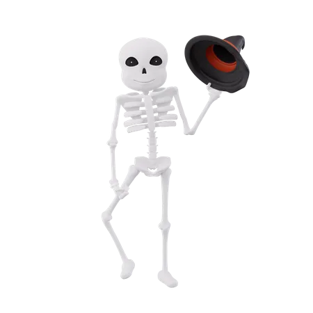 Funny skeletons holding wrist cap  3D Illustration