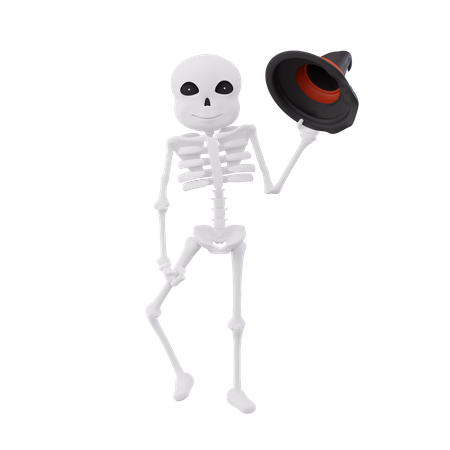 Funny skeletons holding wrist cap 3D Illustration