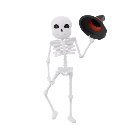 Funny skeletons holding wrist cap 3D Illustration