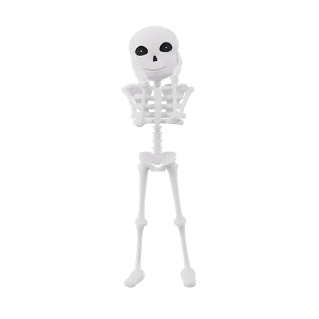 Funny skeletons put hands on face 3D Illustration