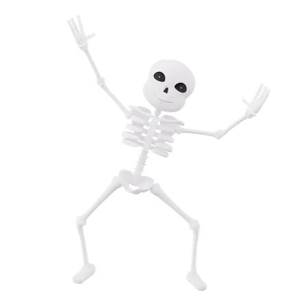 Funny skeletons raised both hands  3D Illustration