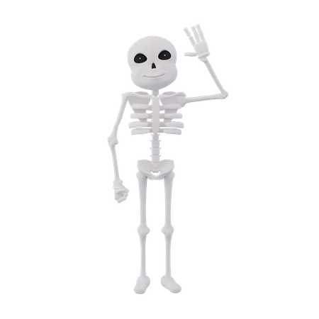 Funny skeletons say hello  3D Illustration