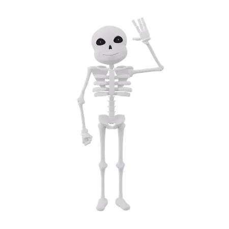 Funny skeletons say hello  3D Illustration